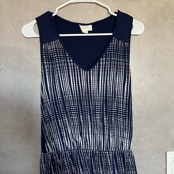 Anthropologie Deletta Janie Jersey Dress Blue Motif White Women’s Medium - Picture 6 of 12